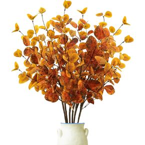 Krissing 12 Pcs Fall Artificial Eucalyptus Stems, 26.5" Fall Eucalyptus Leaves Fall Faux Greenery Stems for Autumn Home Table centerpieces Arrangement Fall Decorations