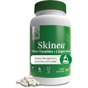 Skineu Collagen Tripeptide + L-Ergothioneine | Advanced Anti-Aging Formula | Morikol® Marine Collagen | Supports Skin Hydration, Elasticity & Joint Health | Non-GMO & Gluten-Free | 60 VegeCapsules