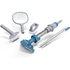 2024 KOKIDO 5-in-1 Rechargeable Spa Vacuum Essential Kit - Multi-Angle Head, Section Pole and 3 Hand Tools: Skimmer, Scrubber and Brush. Cold/Hot watersafe, Ideal for Inflatable Spa Hot Tub XV100