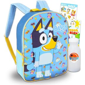 Bluey Backpack for Kids - Bundle with 15" Bluey School Backpack Plus Water Bottle, Stickers, More | Bluey School Bag for Boys and Girls Set