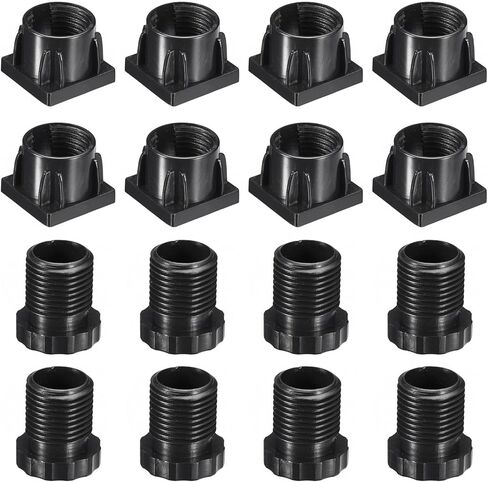 uxcell 8Pcs Inserts for Square Tubes with Leveling Feet, for 25x25mm Dia Square Tube, Black Plastic Furniture Chair Leg Plug Blanking End Caps Insert Plugs in Saudi Arabia