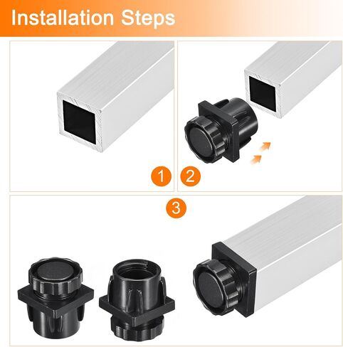 uxcell 8Pcs Inserts for Square Tubes with Leveling Feet, for 25x25mm Dia Square Tube, Black Plastic Furniture Chair Leg Plug Blanking End Caps Insert Plugs in Saudi Arabia