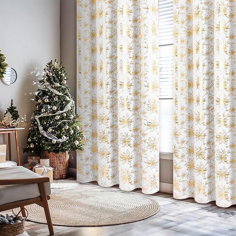 FRAMICS Christmas Curtains for Living Room, Gold Foil Print Poinsettia Blackout Curtains for Bedroom, Christmas Window Curtains & Drapes, Grommet Red Floral Curtains 84 Inch Length 2 Panels Set in Saudi Arabia