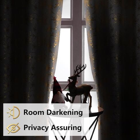 FRAMICS Christmas Curtains for Living Room, Gold Foil Print Poinsettia Blackout Curtains for Bedroom, Christmas Window Curtains & Drapes, Grommet Red Floral Curtains 84 Inch Length 2 Panels Set in Saudi Arabia