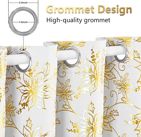 FRAMICS Christmas Curtains for Living Room, Gold Foil Print Poinsettia Blackout Curtains for Bedroom, Christmas Window Curtains & Drapes, Grommet Red Floral Curtains 84 Inch Length 2 Panels Set in Saudi Arabia