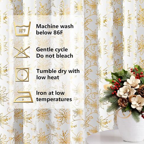 FRAMICS Christmas Curtains for Living Room, Gold Foil Print Poinsettia Blackout Curtains for Bedroom, Christmas Window Curtains & Drapes, Grommet Red Floral Curtains 84 Inch Length 2 Panels Set in Saudi Arabia