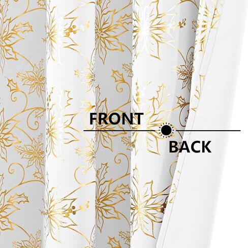 FRAMICS Christmas Curtains for Living Room, Gold Foil Print Poinsettia Blackout Curtains for Bedroom, Christmas Window Curtains & Drapes, Grommet Red Floral Curtains 84 Inch Length 2 Panels Set in Saudi Arabia
