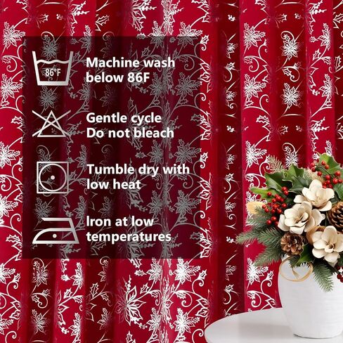 ستائر عيد الميلاد من فراميكس لغرفة المعيشة، ستائر تعتيم البونسيتة مطبوعة برقائق ذهبية لغرفة النوم، ستائر وستائر نوافذ عيد الميلاد، ستائر زهرية حمراء جروميت بطول 84 بوصة، مجموعة لوحتين in Kuwait