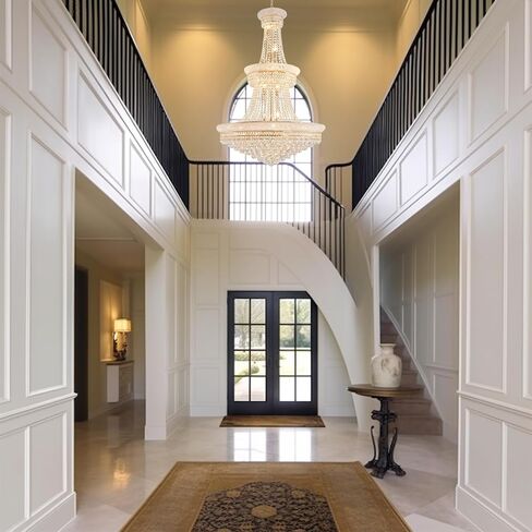 Large Gold Crystal Chandelier Light - Diameter 31.5", 3 Layers Ceiling Haning Chandeliers, Pendant Lighting for Living Room, Dining Room, Foyer in Kuwait