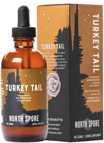 North Spore Organic Turkey Tail Tincture | Mushroom Supplement for Immune Wellness | Sustainably Grown & Confirmed for Potency | Trametes Versicolor Extract | Vegan, Non-GMO - 4oz in Saudi Arabia