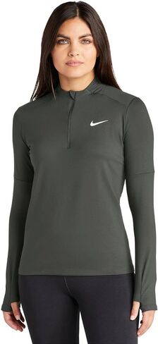 DH4951 Nike Women's Dri-Fit Element كم طويل 1/2 سحاب علوي أنثراسيت/أبيض S in Saudi Arabia