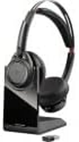 Plantronics - Voyager Focus UC مع حامل شحن (بولي) - سماعة رأس بلوتوث مزدوجة الأذن (ستيريو) مع ميكروفون بوم - متوافق مع USB-A PC/Mac - إلغاء الضوضاء النشط - يعمل مع الفرق (معتمد)، تكبير والمزيد in Saudi Arabia