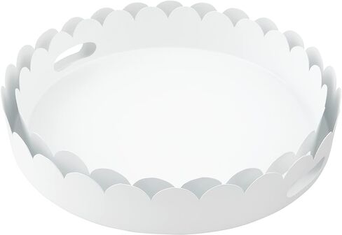 Mud Pie Nested Scalloped Metal Tray Set, 17" dia, White in Saudi Arabia