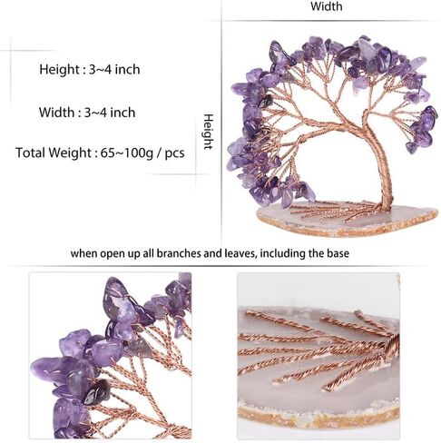 شجرة نقود كريستالية مصنوعة يدويًا على شريحة عقيق شجرة الحياة شجرة بونساي ديكور مكتب المنزل عيد ميلاد، فلوريت in Kuwait