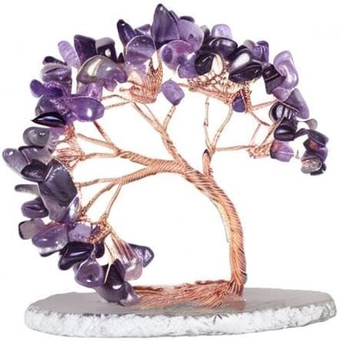 شجرة نقود كريستالية مصنوعة يدويًا على شريحة عقيق شجرة الحياة شجرة بونساي ديكور مكتب المنزل عيد ميلاد، فلوريت in Kuwait