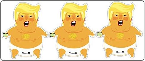 Gear Tatz - Baby Trump, Set of Three Stickers - 3.5 x 3 inch Bumper Sticker - Professionally Made in USA - Vinyl Decal in Saudi Arabia