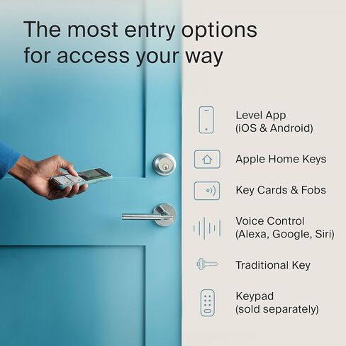 Level Lock+ (Wi-Fi) Smart Lock - World's Smallest Smart Lock Plus Apple Home Keys - Lock/Unlock from Anywhere - Level App for iOS & Android - Works with Apple Home, Alexa, Google Home (Matte Black) in Saudi Arabia