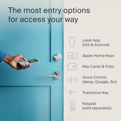 Level Lock+ (Wi-Fi) Smart Lock - World's Smallest Smart Lock Plus Apple Home Keys - Lock/Unlock from Anywhere - Level App for iOS & Android - Works with Apple Home, Alexa, Google Home (Matte Black) in Saudi Arabia