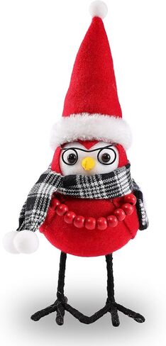 زينة طاولة عيد الميلاد على شكل طائر، زينة طاولة على شكل طائر عيد الميلاد، زينة لطيفة على طاولة الطيور من القماش لعيد الميلاد للعام الجديد (قبعة مربعة + ربطة عنق رمادية) - قطعة واحدة in Kuwait