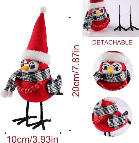 زينة طاولة عيد الميلاد على شكل طائر، زينة طاولة على شكل طائر عيد الميلاد، زينة لطيفة على طاولة الطيور من القماش لعيد الميلاد للعام الجديد (قبعة مربعة + ربطة عنق رمادية) - قطعة واحدة in Kuwait