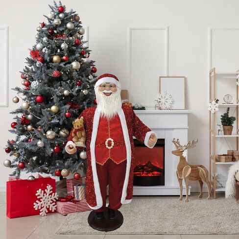 Fraser Hill Farm 58-in. Dancing Mrs. Claus with Festive Basket, Indoor Animated Holiday Home Decor, Motion-Activated Christmas Animatronic in Kuwait