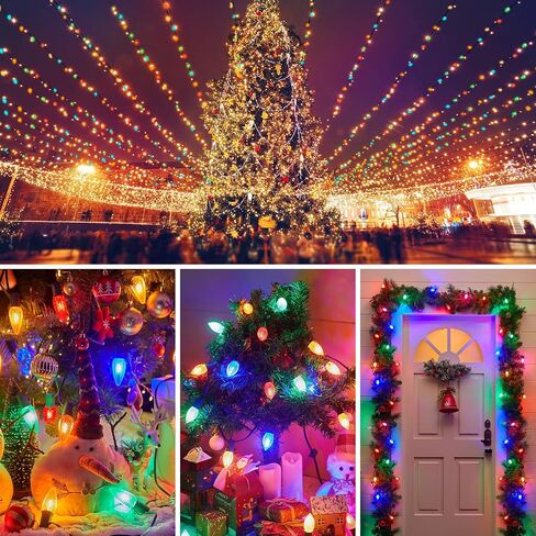 Minetom 25 Pack LED C9 Multicolor Replacement Christmas Light Bulbs, Commercial Grade Dimmable Holiday Bulbs, Strawberry Bulbs, Fits in C9/E17 Base Sockets (25 Pack, Multi-Colored) in Saudi Arabia