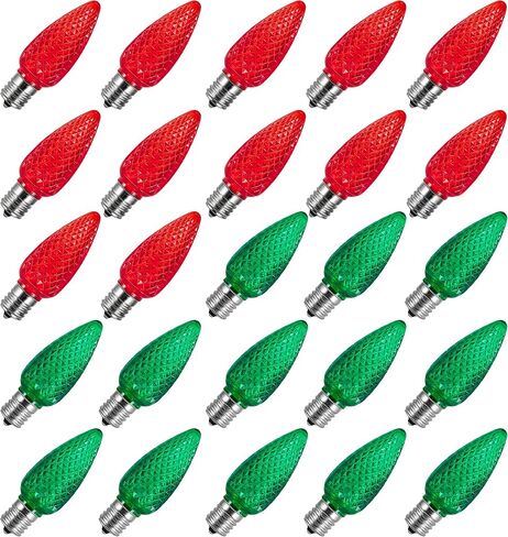 50 Pack Replacement C9 LED Christmas Light Bulbs Shatterproof C9 Led Light Bulbs 1W Mini Bulb Intermediate E17 Base Decor Red Light Bulbs Green Light Bulb, String Lights, Window Candle Indoor Outdoor in Kuwait