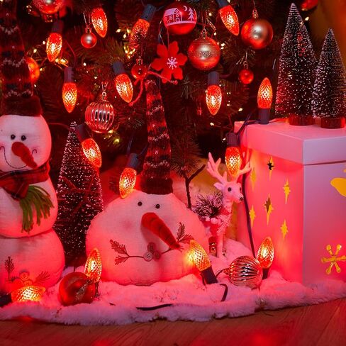 Minetom 25 Pack LED C9 Multicolor Replacement Christmas Light Bulbs, Commercial Grade Dimmable Holiday Bulbs, Strawberry Bulbs, Fits in C9/E17 Base Sockets (25 Pack, Multi-Colored) in Kuwait