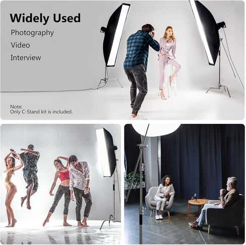 Photography C Stand with Boom Arm: 100% Stainless Steel - Takerers BS10 Heavy Duty Max Height 10.5ft/131inch Light Stands (1 Pack) with 4.2ft/50inch Holding Arm, 2 Grip Head, 2 Sandbag in Kuwait