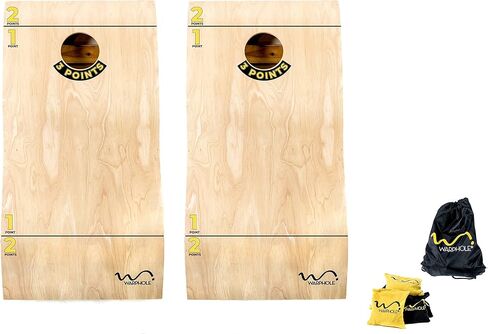 مجموعة فتحات كورنهول منحنية من Warphole®، مصنوعة من الخشب الصلب، مجموعة ألواح رمي فتحات الذرة مقاس 4 × 2 بوصة مع 8 أكياس فول كورنهول مقاومة للماء + حقيبة حمل ممتازة in Saudi Arabia
