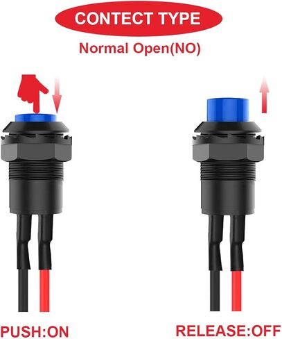 18 قطعة مفتاح مؤقت 12 مم أبيض زر ضغط AC 250V / 1.5A 125V/3A بدون LED ON OFF Switch 2Positions Micro Round Switch 12V24V36V مع أسلاك سلكية مسبقًا لجرس باب السيارة والقارب المنزلي in Kuwait