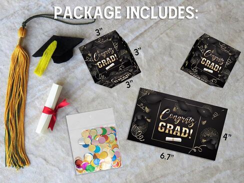 Graduation Exploding Money Boxes Kit, Black Gold Bounces Cash Exploding Money Boxes with Confetti, Congrats Grad Pop up Gift Boxes for 2024 High School College Graduation Party in Saudi Arabia