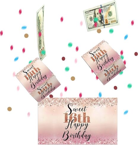Graduation Exploding Money Boxes Kit, Black Gold Bounces Cash Exploding Money Boxes with Confetti, Congrats Grad Pop up Gift Boxes for 2024 High School College Graduation Party in Saudi Arabia