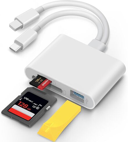 قارئ بطاقة SD USB C لجهاز iPhone 15 iPad Mac 3 في 1 محول بطاقة كاميرا USB-C مع فتحات مزدوجة ومنفذ USB لأجهزة Mac MacBook Pro/Air/Mini Android المحمول المزيد من أجهزة USBC Typec in Kuwait