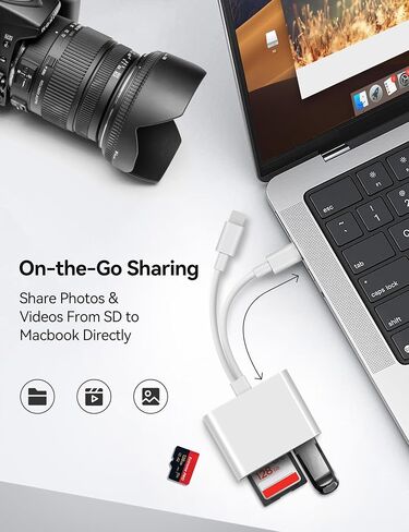 قارئ بطاقة SD USB C لجهاز iPhone 15 iPad Mac 3 في 1 محول بطاقة كاميرا USB-C مع فتحات مزدوجة ومنفذ USB لأجهزة Mac MacBook Pro/Air/Mini Android المحمول المزيد من أجهزة USBC Typec in Kuwait