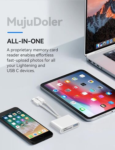 قارئ بطاقة SD USB C لجهاز iPhone 15 iPad Mac 3 في 1 محول بطاقة كاميرا USB-C مع فتحات مزدوجة ومنفذ USB لأجهزة Mac MacBook Pro/Air/Mini Android المحمول المزيد من أجهزة USBC Typec in Kuwait