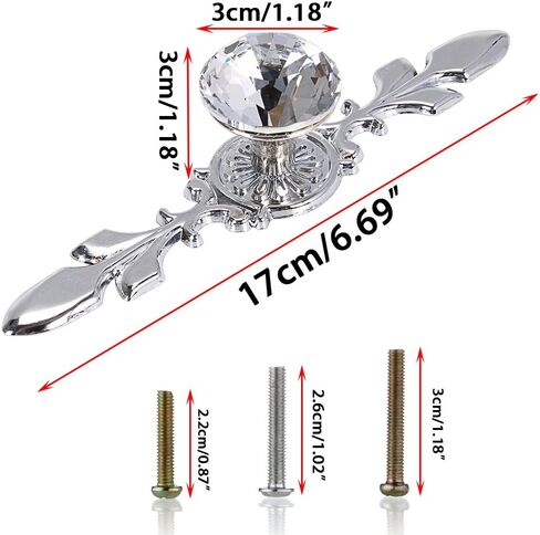 Sumnacon Drawer Dresser Knobs Pull Handles - Crystal Glass Diamond Decorative Knobs with Plate, Cabinet Cupboard Door Knobs with Screws for Kitchen Bathroom Office Decoration Pack of 10 in Kuwait