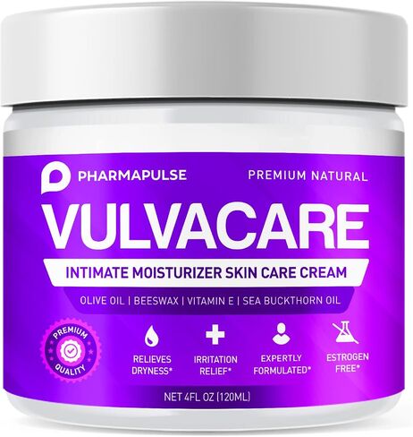 Pharmapulse Vaginal Moisturizer, Vulva Balm Cream, Intimate Skin Care, Menopause Support - Relieves Dryness, Itching, Burning, Redness, Chafing, Odor, Irritation - Estrogen Free 2oz in Kuwait