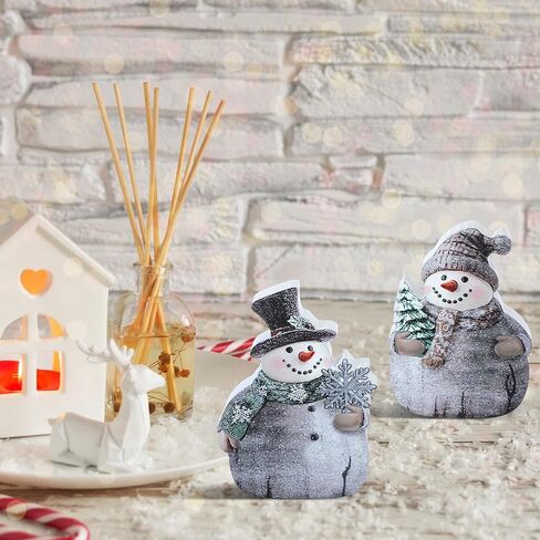 2 جهاز كمبيوتر شخصى عيد الميلاد ثلج التماثيل ثلجي بريق رجل الثلج تمثال الزخرفية خشبية ثلج زوجين الطاولة الديكور مجموعة لفصل الشتاء عطلة الجدول المركزية عيد الميلاد هدية لوازم الحفلات in Kuwait