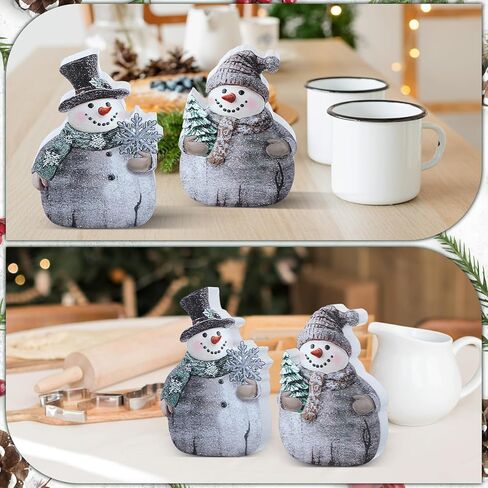 2 جهاز كمبيوتر شخصى عيد الميلاد ثلج التماثيل ثلجي بريق رجل الثلج تمثال الزخرفية خشبية ثلج زوجين الطاولة الديكور مجموعة لفصل الشتاء عطلة الجدول المركزية عيد الميلاد هدية لوازم الحفلات in Kuwait