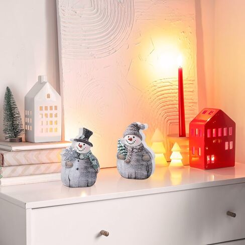 2 جهاز كمبيوتر شخصى عيد الميلاد ثلج التماثيل ثلجي بريق رجل الثلج تمثال الزخرفية خشبية ثلج زوجين الطاولة الديكور مجموعة لفصل الشتاء عطلة الجدول المركزية عيد الميلاد هدية لوازم الحفلات in Kuwait