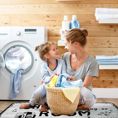 Laundry Room Rug Functional Farmhouse Rug 24x72inch Laundry Room Runner Rug White Laundry Room mat Non-Slip and Waterproof Area Rug for Laundry Room in Saudi Arabia