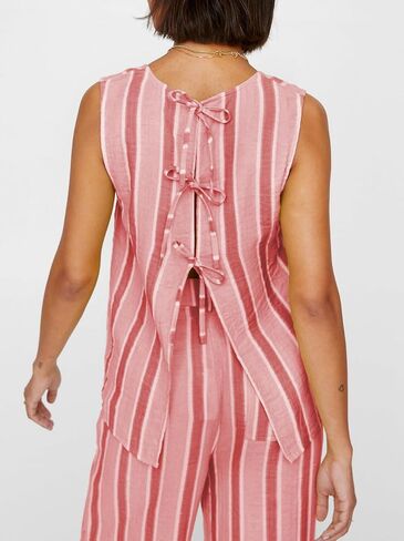 ROAONOCOMO Women Y2K Tie Front 2 Piece Pants Outfit Striped Open Front Vest Top Wide leg Lounge Pants Summer Going Out Set in Saudi Arabia