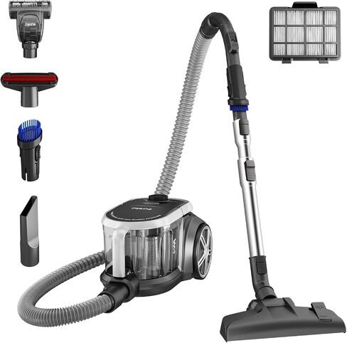 Eureka Bagless Canister Vacuum Cleaner, Lightweight Vac for Carpets and Hard Floors, Silver with Black in Saudi Arabia