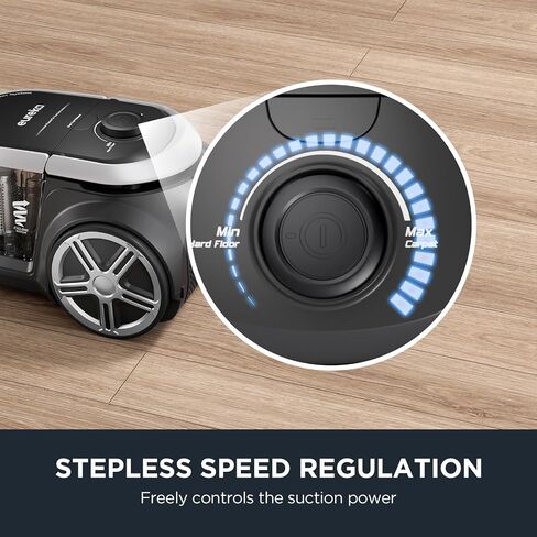 Eureka Bagless Canister Vacuum Cleaner, Lightweight Vac for Carpets and Hard Floors, Silver with Black in Saudi Arabia
