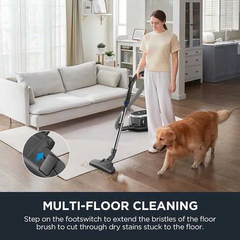 Eureka Bagless Canister Vacuum Cleaner, Lightweight Vac for Carpets and Hard Floors, Silver with Black in Saudi Arabia