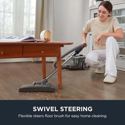 Eureka Bagless Canister Vacuum Cleaner, Lightweight Vac for Carpets and Hard Floors, Silver with Black in Saudi Arabia