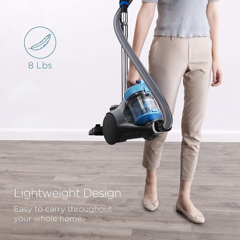 Eureka Bagless Canister Vacuum Cleaner, Lightweight Vac for Carpets and Hard Floors, Silver with Black in Saudi Arabia