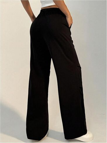 Women's Wide Leg Drawstring Waist Sweatpants Workout Baggy Trousers with Pockets in Saudi Arabia
