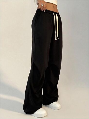 Women's Wide Leg Drawstring Waist Sweatpants Workout Baggy Trousers with Pockets in Saudi Arabia